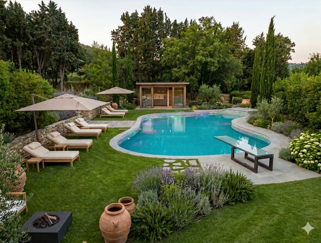 Piscina principale con area relax